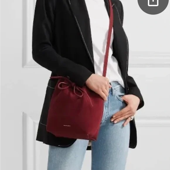 Mansur Gavriel Suede Bucket Bag in burgundy - Picture 8 of 9